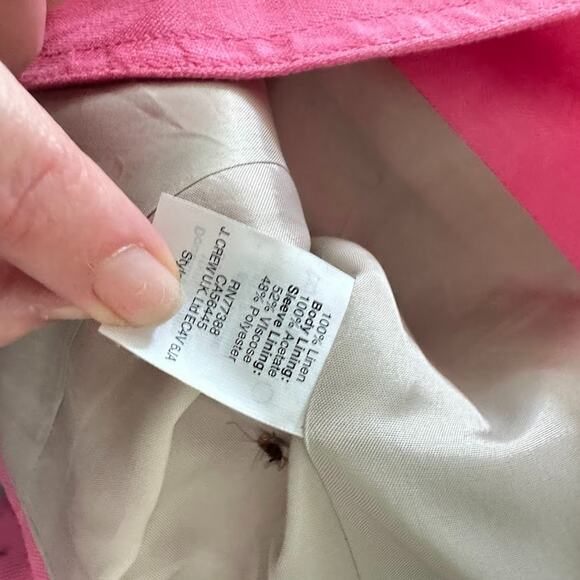 J Crew Womens 100% Linen Blazer Jacket Size 4 Pink Preppy Coastal Chic Office - Picture 8 of 12